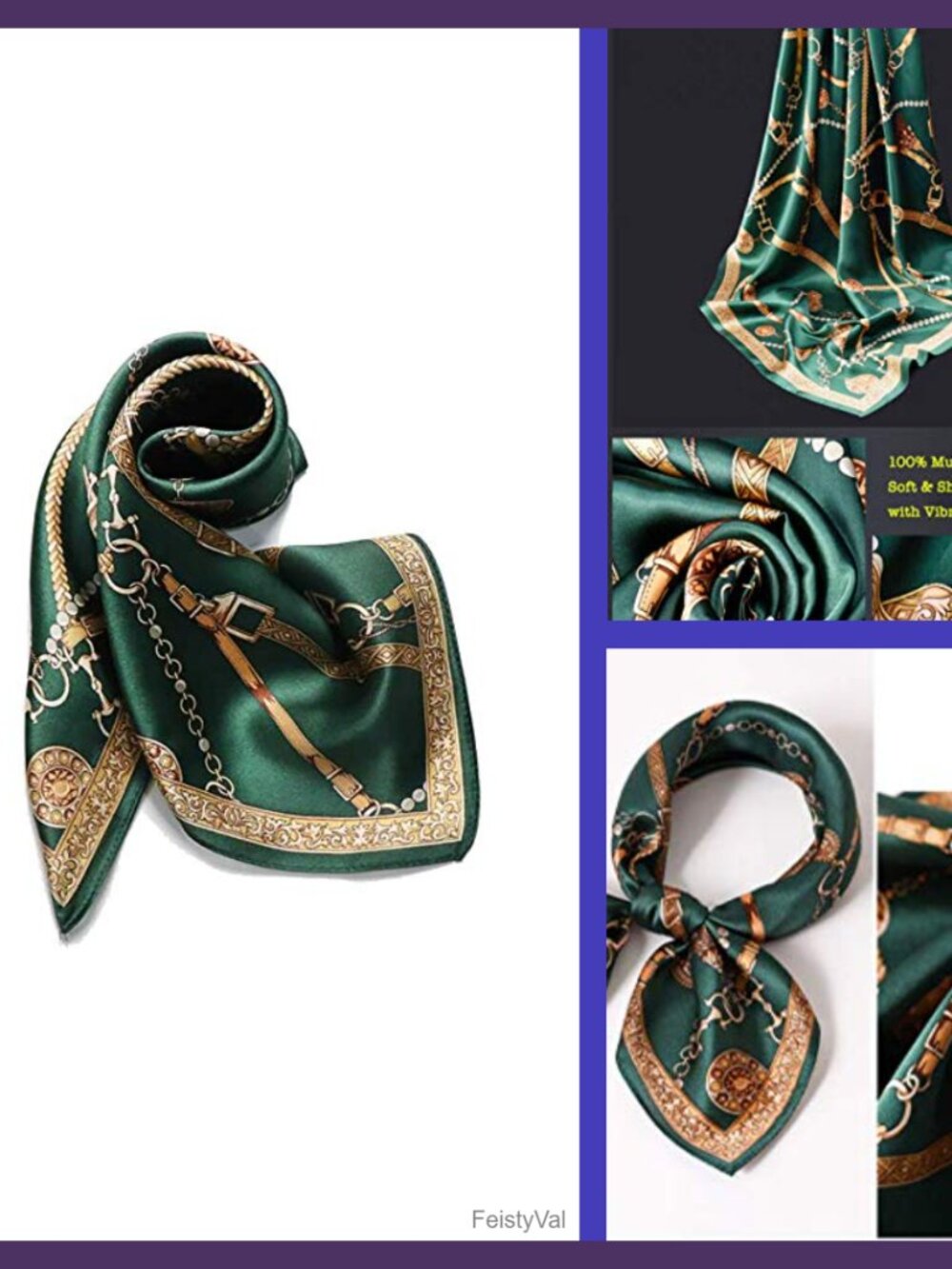 100% Mulberry Silk Scarf 21 Inch Square Neckerchief Gift Boxed